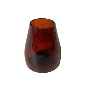 Vintage Handmade Amber Glass Vase Candle Holder